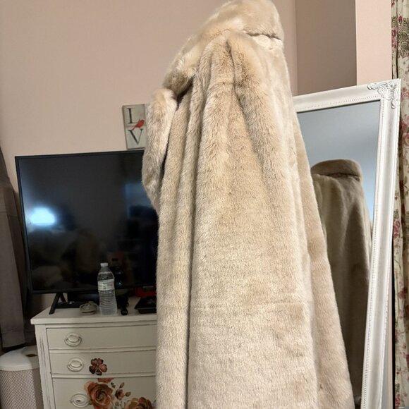 Donna Salyers Champagne Faux Fox Coat sz XL - Picture 7 of 16